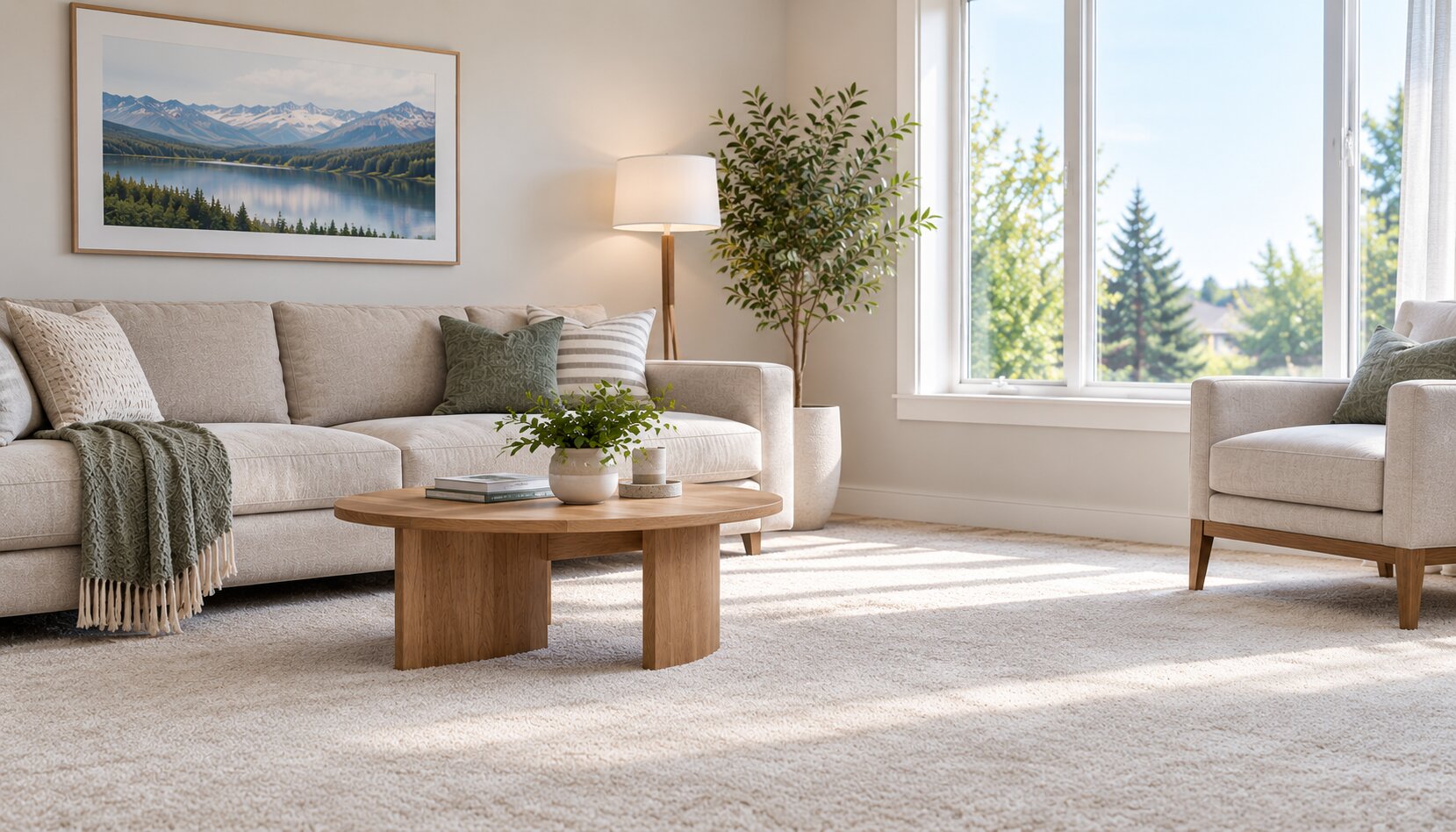 Freshly cleaned living room carpet